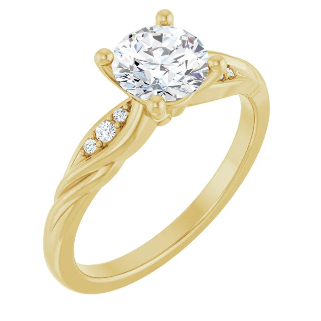 14K Yellow 6.5 mm Round .06 CTW Lab-Grown Diamond Semi-Set Engagement Ring