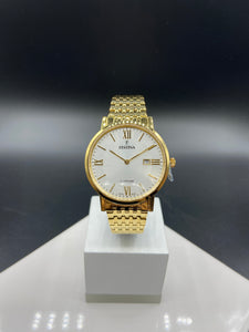 Montre Festina avec cadran blanc et bracelet métallique doré - Bijouterie Jean-Claude Gagnon